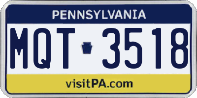PA license plate MQT3518