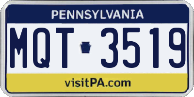 PA license plate MQT3519