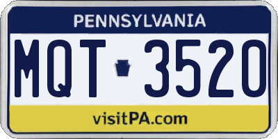 PA license plate MQT3520