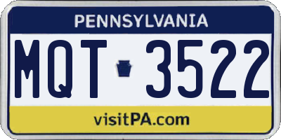 PA license plate MQT3522