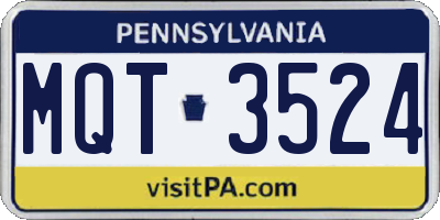 PA license plate MQT3524