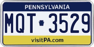 PA license plate MQT3529