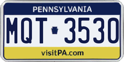 PA license plate MQT3530