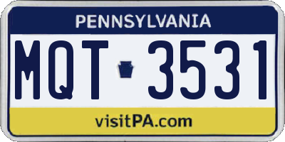 PA license plate MQT3531
