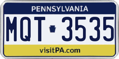 PA license plate MQT3535
