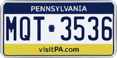 PA license plate MQT3536