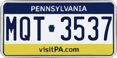 PA license plate MQT3537