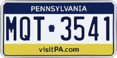 PA license plate MQT3541