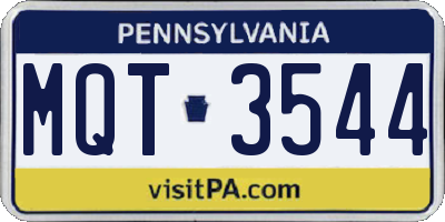 PA license plate MQT3544