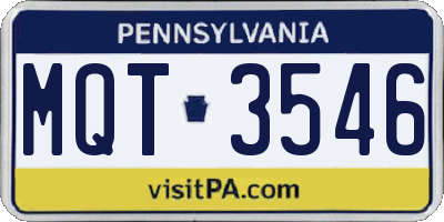 PA license plate MQT3546