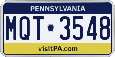 PA license plate MQT3548