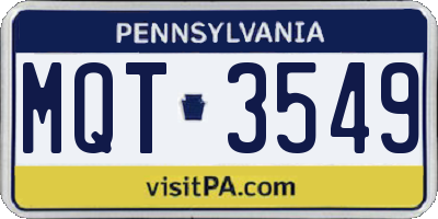 PA license plate MQT3549