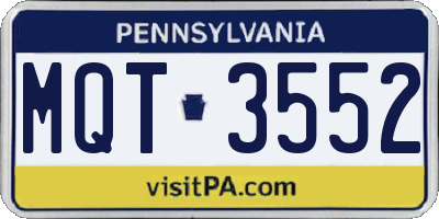 PA license plate MQT3552