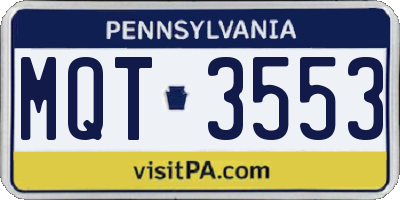 PA license plate MQT3553
