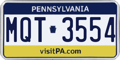 PA license plate MQT3554