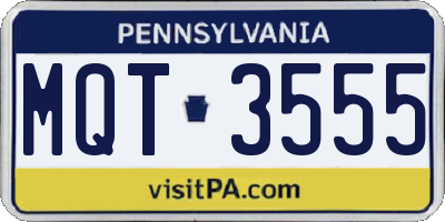 PA license plate MQT3555