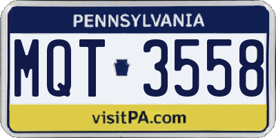 PA license plate MQT3558