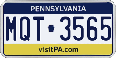 PA license plate MQT3565