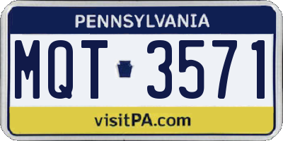 PA license plate MQT3571