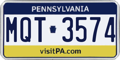 PA license plate MQT3574