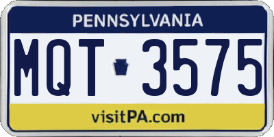 PA license plate MQT3575