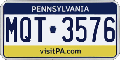 PA license plate MQT3576