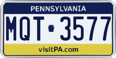 PA license plate MQT3577