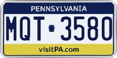 PA license plate MQT3580