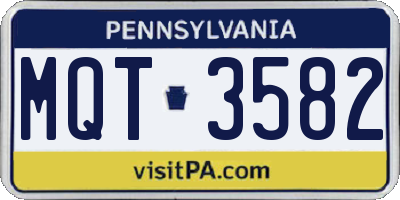 PA license plate MQT3582