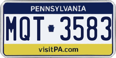 PA license plate MQT3583