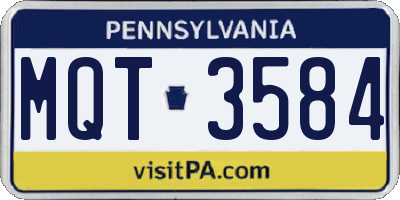 PA license plate MQT3584