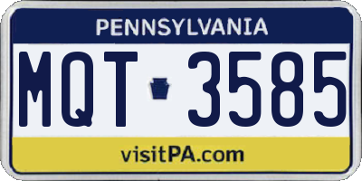 PA license plate MQT3585