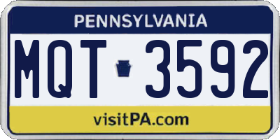 PA license plate MQT3592