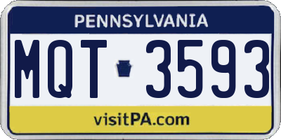 PA license plate MQT3593