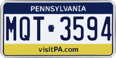 PA license plate MQT3594