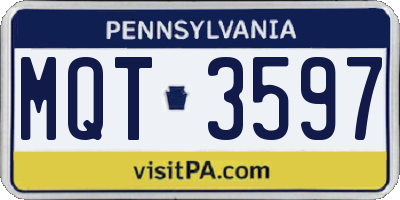 PA license plate MQT3597