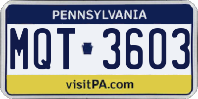 PA license plate MQT3603