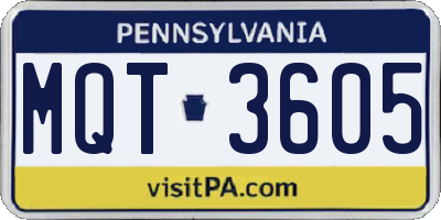 PA license plate MQT3605