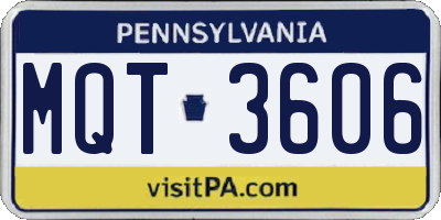 PA license plate MQT3606