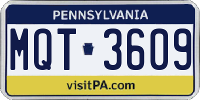 PA license plate MQT3609