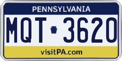PA license plate MQT3620