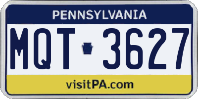 PA license plate MQT3627