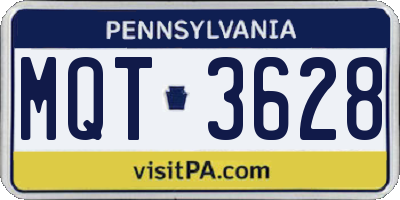 PA license plate MQT3628