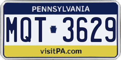PA license plate MQT3629