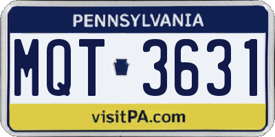 PA license plate MQT3631