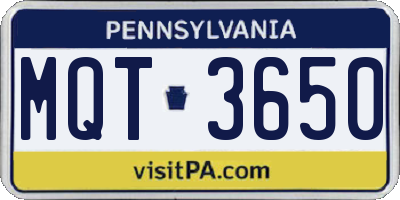 PA license plate MQT3650
