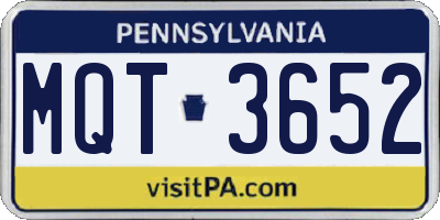 PA license plate MQT3652