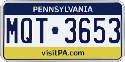 PA license plate MQT3653