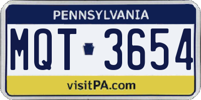 PA license plate MQT3654