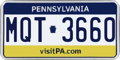 PA license plate MQT3660